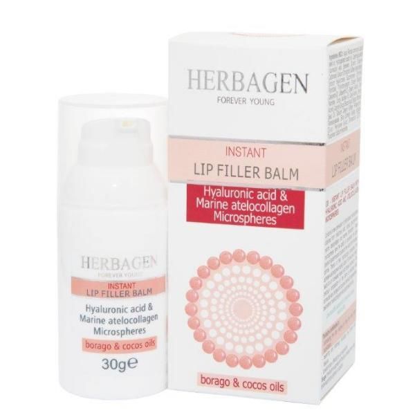 Herbagen Балсам за устни филюр със сфери с хиалуронова киселина и морски колаген Herbagen, 30г