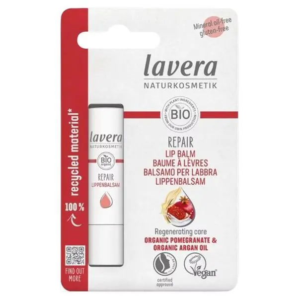 Lavera Балсам за устни с органичен нар и арганово масло - Lavera Bio Repair Organic Pomegranate &amp; Organic Argan Oil, 4.5 гр