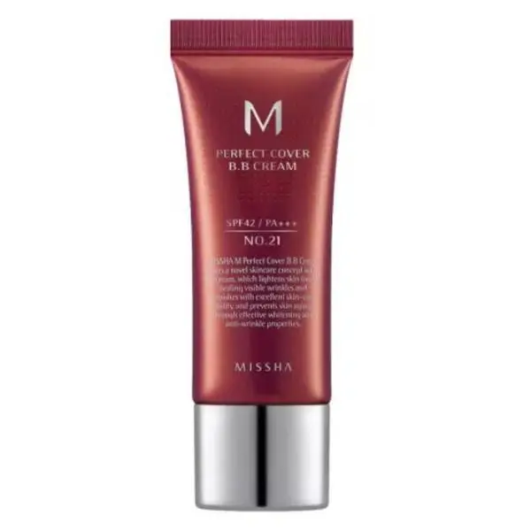 Missha BB крем с висока защита - Missha BB Cream M Perfect Cover SPF42/PA+++, нюанс 21/Light Beige, 20 мл