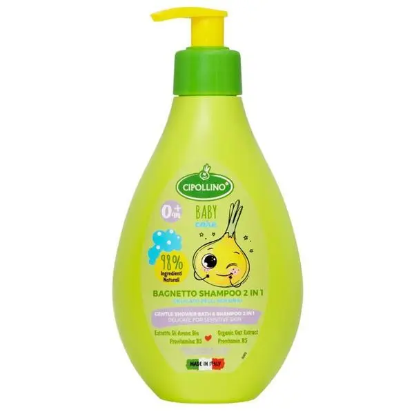 Cipollino Бебешки душ гел и шампоан - Cipollino Baby Care Gentle Shower Bath and Shampoo 2 в 1, 0+ месеца, 250 мл
