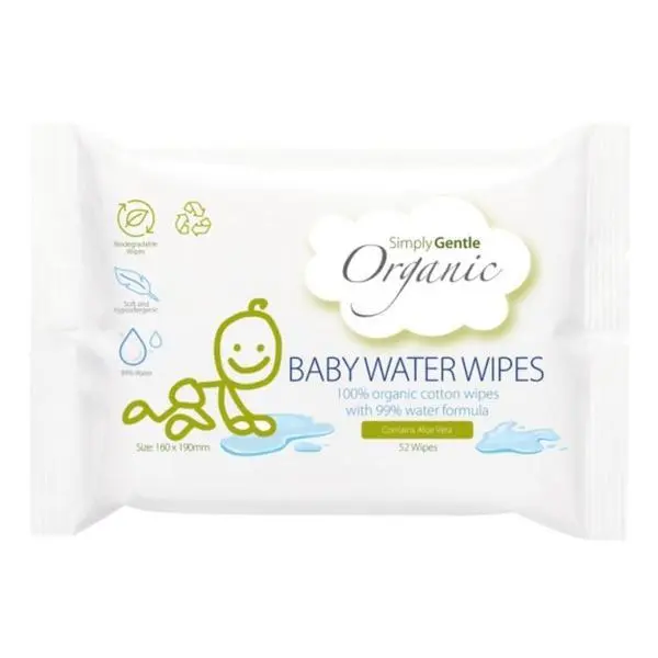 Macdonald and Taylor Бебешки кърпички на водна основа - Macdonald and Taylor Simply Gentle Organic Baby Water Wipes, 52 бр