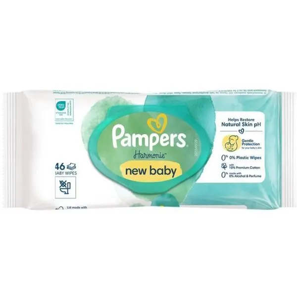 Pampers Бебешки кърпички - Pampers Harmonie New Baby Aloe, 46 бр