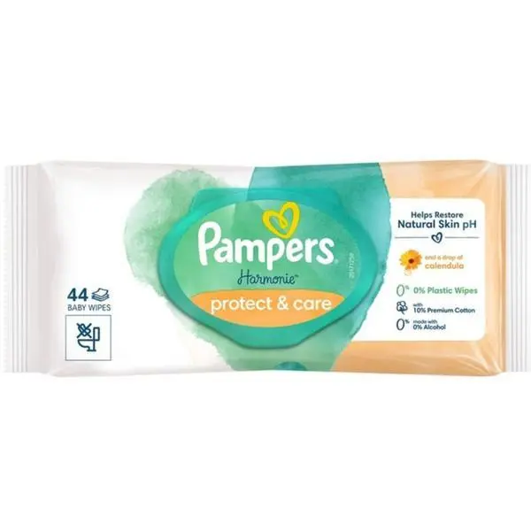 Pampers Бебешки кърпички - Pampers Harmonie Protect&amp;Care Calendula, 44 бр