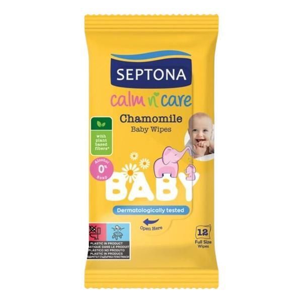 Septona Бебешки мокри кърпички - Septona Calm&#039;n&#039;Care Лайка, 12 бр