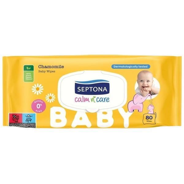 Septona Бебешки мокри кърпички - Septona Calm&#039;n&#039;Care Лайка, 80 бр