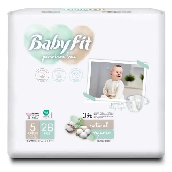 Babyfit Бебешки пелени - Baby Fit Eco Diaper, размер No.5 Junior (11-18 кг), 26 бр