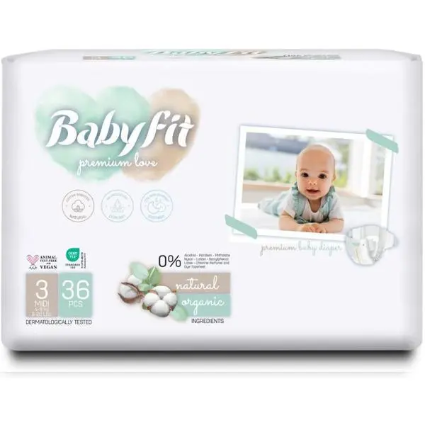 Babyfit Бебешки пелени - Baby Fit Eco Diaper, размер №3 Midi (4-9 кг), 36 бр