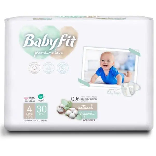 Babyfit Бебешки пелени - Baby Fit Eco Diaper, размер №4 Maxi (7-14 кг), 30 бр
