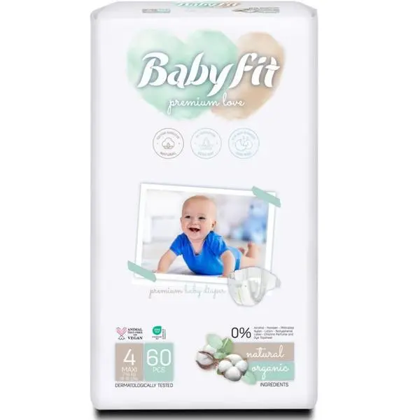 Babyfit Бебешки пелени - Baby Fit Eco Diaper, размер №4 Maxi (7-14 кг), 60 бр