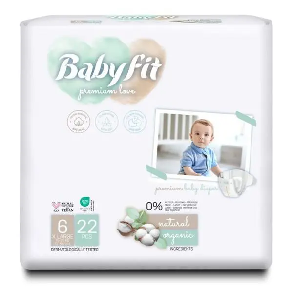 Babyfit Бебешки пелени - Baby Fit Eco Diaper, размер №6 XL (15-25 кг), 22 бр