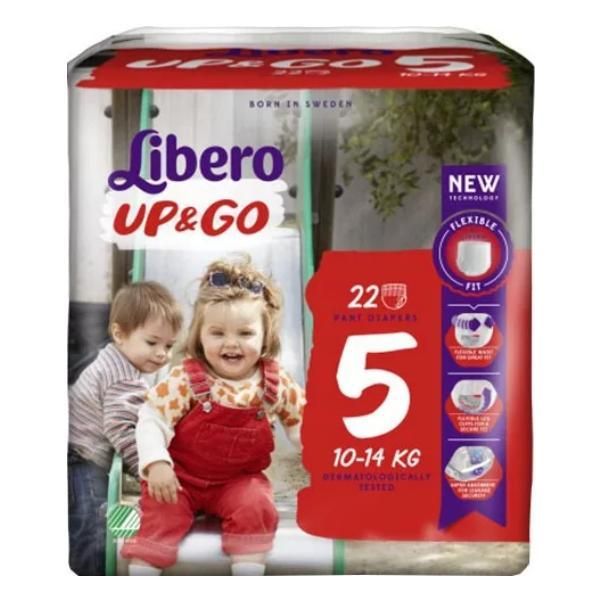 Libero Бебешки пелени- Libero Up &amp; Go, размер 5 (10-14 кг), 22 бр