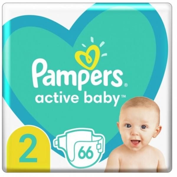 Pampers Бебешки пелени - Pampers Active Baby, размер 2 (4-8 кг), 66 бр