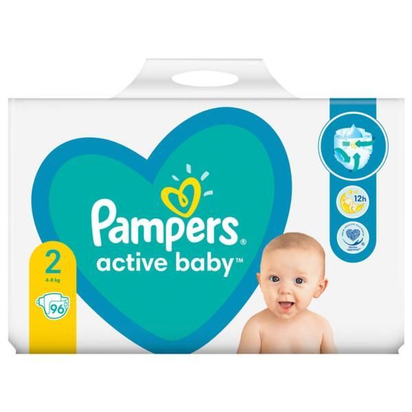 Pampers Бебешки пелени - Pampers Active Baby, размер 2 (4-8 кг), 96 бр