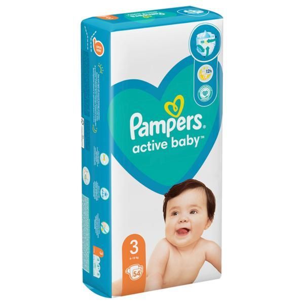 Pampers Бебешки пелени - Pampers Active Baby, размер 3 (6-10 кг), 54 бр