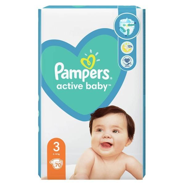 Pampers Бебешки пелени - Pampers Active Baby, размер 3 (6-10 кг), 70 бр