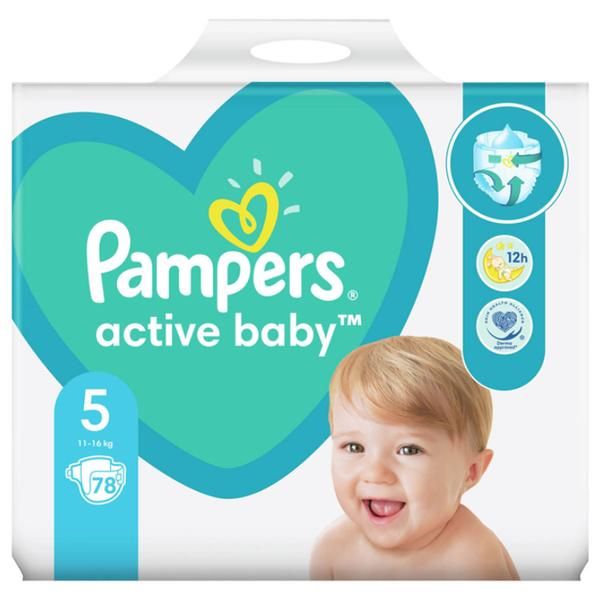 Pampers Бебешки пелени - Pampers Active Baby, размер 5 (11-16 кг), 78 бр