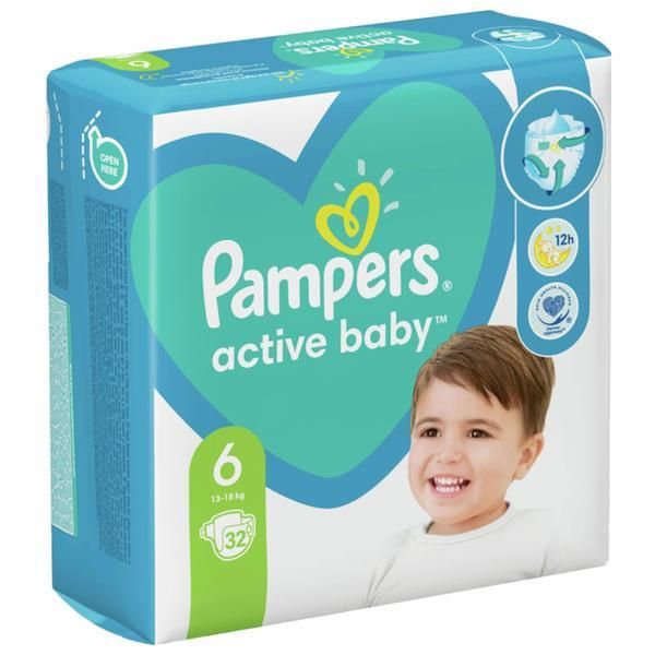 Pampers Бебешки пелени - Pampers Active Baby, размер 6 (13-18 кг), 32 бр