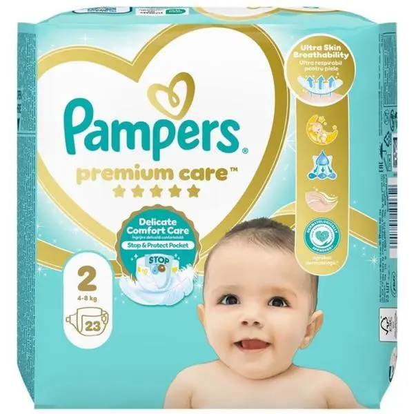 Pampers Бебешки пелени - Pampers Premium Care Delicate Comfort Small Pack Pack, размер 2 (4-8 кг), 23 бр