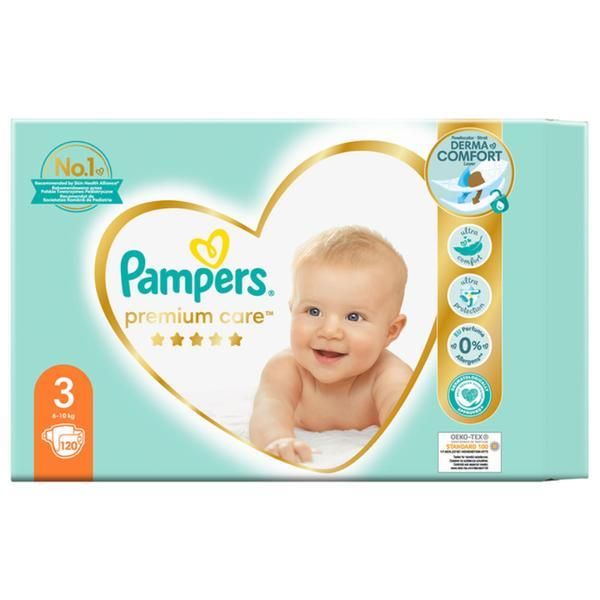 Pampers Бебешки пелени - Pampers Premium Care, размер 3 (6-10 кг), 120 бр
