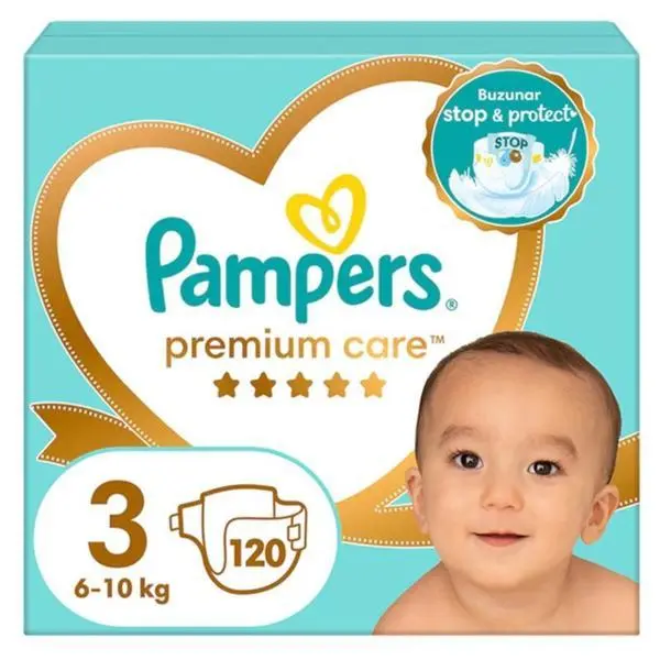 Pampers Бебешки пелени - Pampers Premium Care Stop&amp;Protect Mega Box, размер 3 (6-11 кг), 120 бр