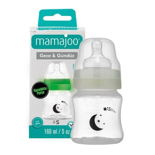 Mamajoo Бебешко шише 160 мл + биберон Anti-Colic бр. 1 / S - Mamajoo Night &amp; Day, 1 бр