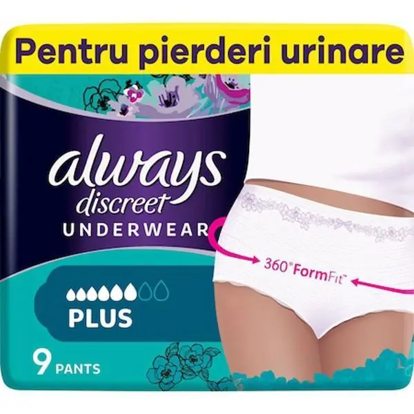 Always Бельо заза жени - Always Discreet Underwear Plus, размер M, 9 бр