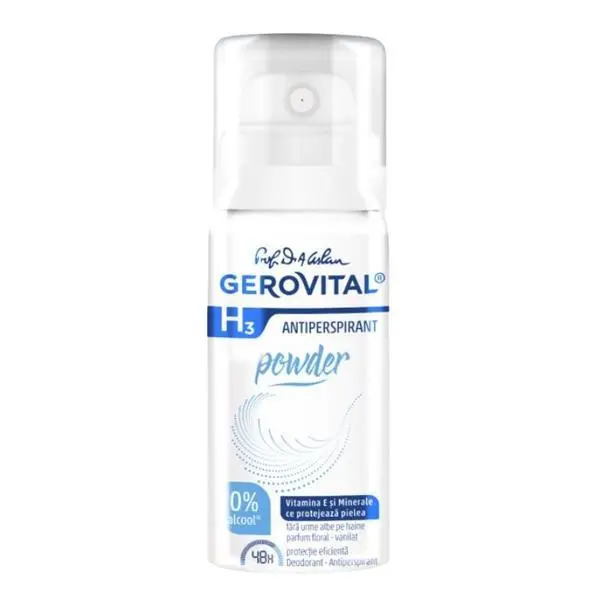 Gerovital Безалкохолен дезодорант против изпотяване - Gerovital H3 пудра, 40 мл