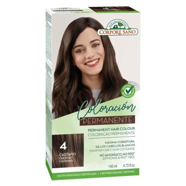 Corpore Sano Безамонячна перманентна боя за коса Corpore Sano, нюанс 4 Кестен, 140 мл