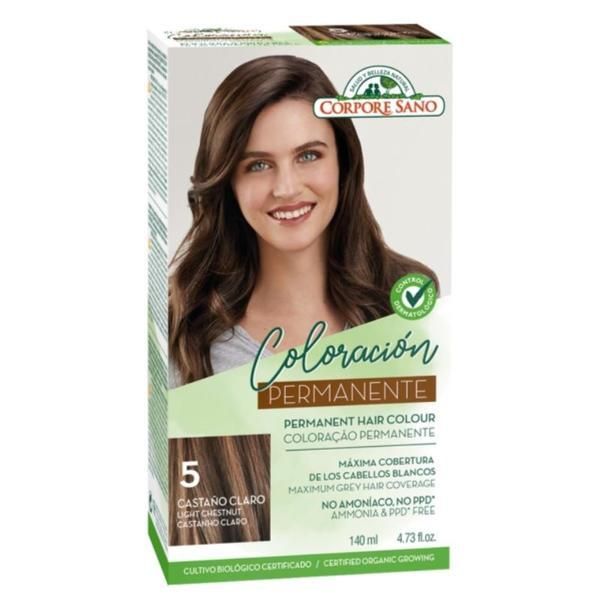 Corpore Sano Безамонячна перманентна боя за коса Corpore Sano, нюанс 5 Светъл кестен, 140 мл