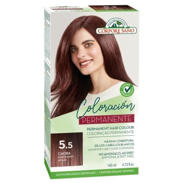 Corpore Sano Безамонячна перманентна боя за коса Corpore Sano, нюанс 5.5 Махагон, 140 мл