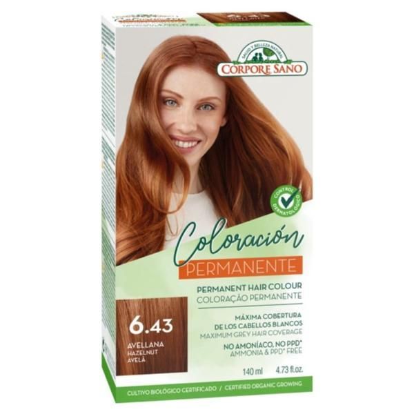 Corpore Sano Безамонячна перманентна боя за коса Corpore Sano, нюанс 6.43 Лешник, 140 мл