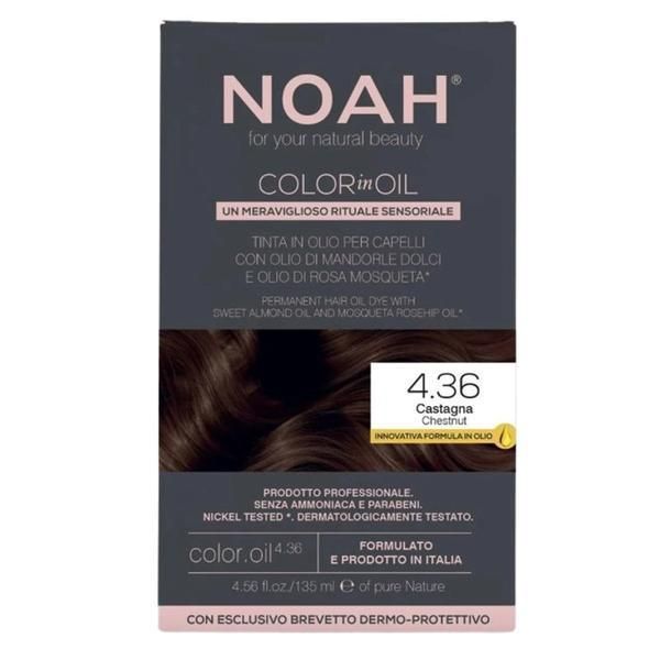 Noah Безамонячна трайна боя за коса на маслена основа - Noah Color in Oil, нюанс 4.36 Кестен, 135 мл