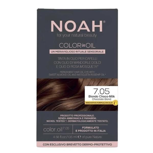 Noah Безамонячна трайна боя за коса на маслена основа - Noah Color in Oil, нюанс 7.05 Blond Chocolate (Шоколадово русо), 135 мл