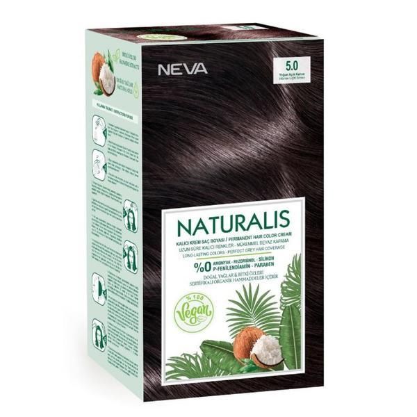 Naturalis Безамонячна веганска боя за коса - Naturalis, Neva, нюанс 5.0 Light Satin, 150 мл