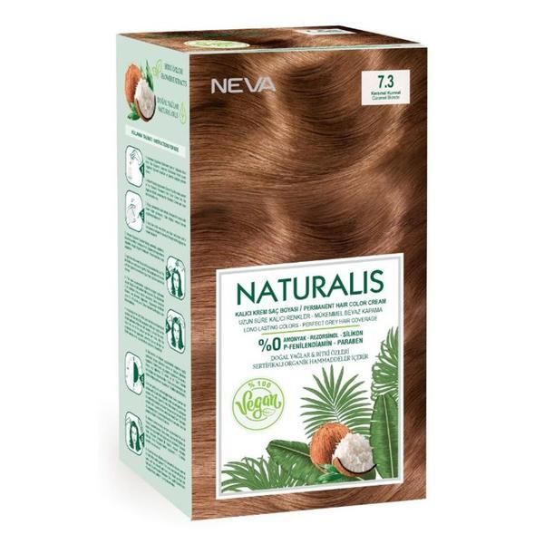 Naturalis Безамонячна веганска боя за коса - Naturalis, Neva, нюанс 7.3 Blonde Caramel, 150 мл