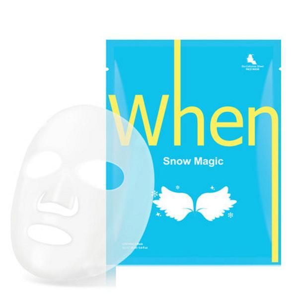 When Биоцелулозна осветителна маска с ниацинамид и алое вера Snow Magic When, 23 мл