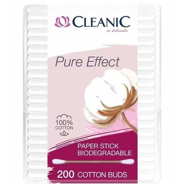 Cleanic Биоразградими памучни клечки за уши - Cleanic Pure Effect 100% 200 бр