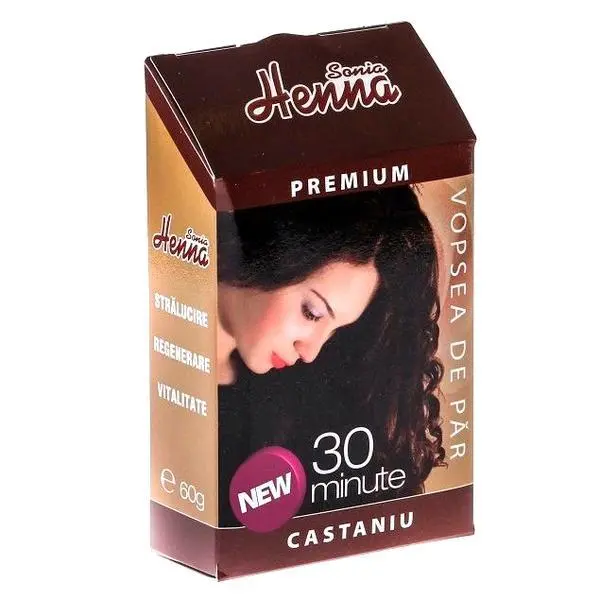 Henna Sonia Боя за коса Premium Henna Sonia, Кестеняво, 60 г
