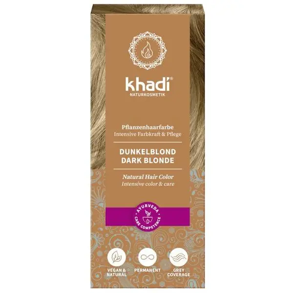 Khadi Боя за коса с къна за тъмно русо - Khadi Dark Blonde Natural Hair Color, 100 гр