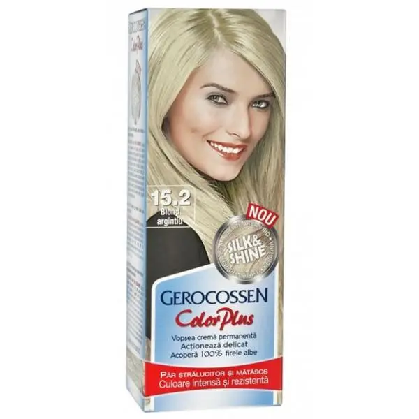 Gerocossen Боя за коса Silk&amp;Shine Gerocossen Color Plus, нюанс 15.2 Сребърно русо, 50 г
