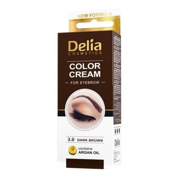 Delia Cosmetics Боя за вежди от арганово масло Delia Cosmetics, нюанс 3.0 Тъмно кафяво, 15мл