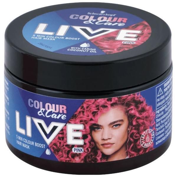Live Боядисваща маска за коса - Schwarzkopf Live Color &amp; Care 5 Min Colour Boost, нюанс розово 150 мл