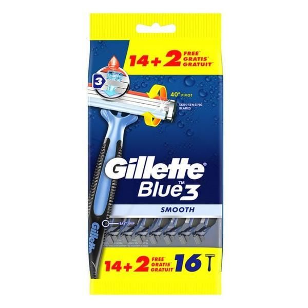 Gillette Бръснач с 3 ножчета - Gillette Blue 3 Smooth, 16 бр
