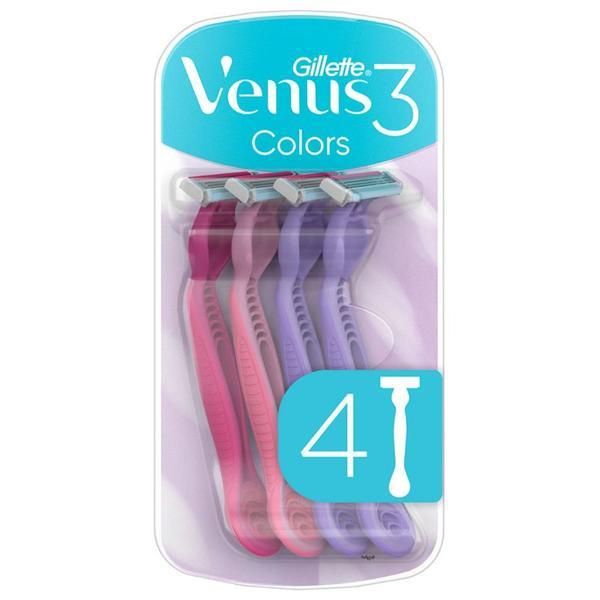 Gillette Бръснач с 3 ножчета за жени - Gillette Venus 3 цвята, 4 бр
