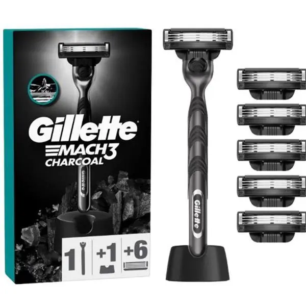 Gillette Бръсначка + 6 резервни части + 1 държач - Gillette Mach 3 Charcoal, 1 бр