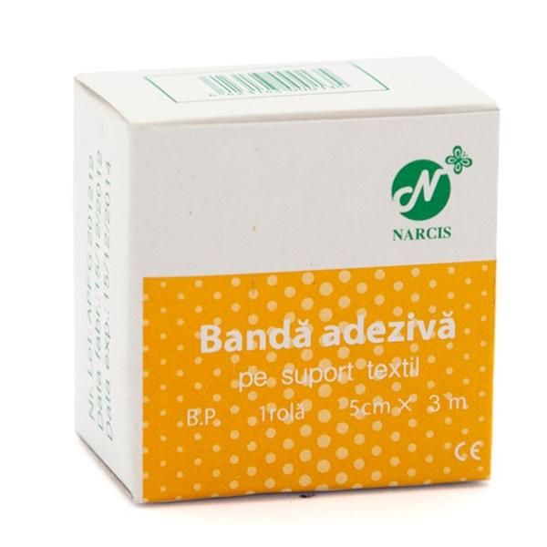 Narcis Бяла самозалепваща се лента Narcissus Textile Support, 5 см x 3 м