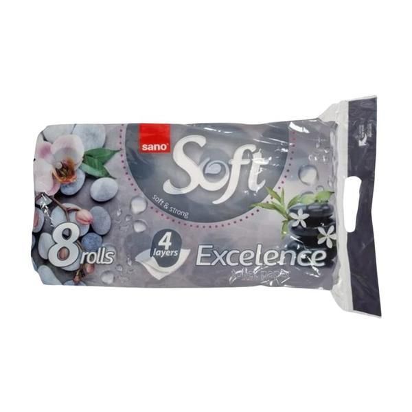 Sano Бяла тоалетна хартия на 4 слоя - Sano Soft Excellence, 8 ролки