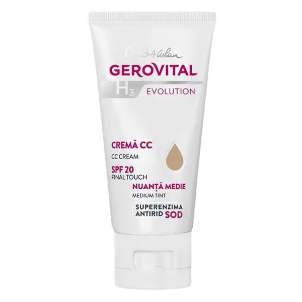 Gerovital CC крем със слънцезащита - Gerovital H3 Evolution SPF 20, нюанс Medium, 30 мл