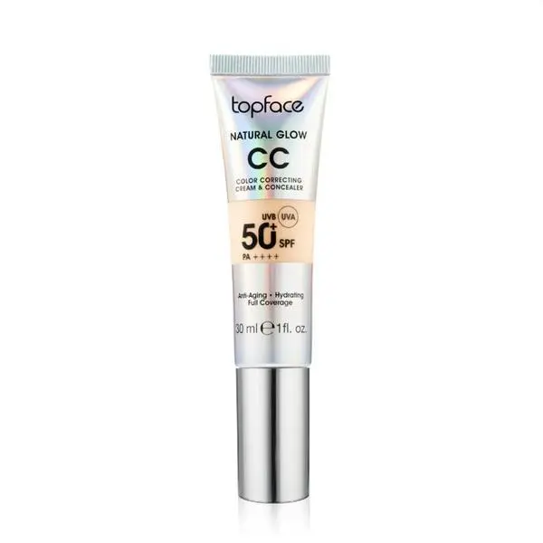 Topface CC крем със слънцезащита SPF 50+ UVB и UVA - Topface Natural Glow CC Color Correcting Cream &amp; Concealer, PT472.002, 30 мл
