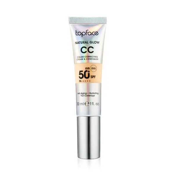 Topface CC крем със слънцезащита SPF 50+ UVB и UVA - Topface Natural Glow CC Color Correcting Cream &amp; Concealer, PT472.003, 30 мл